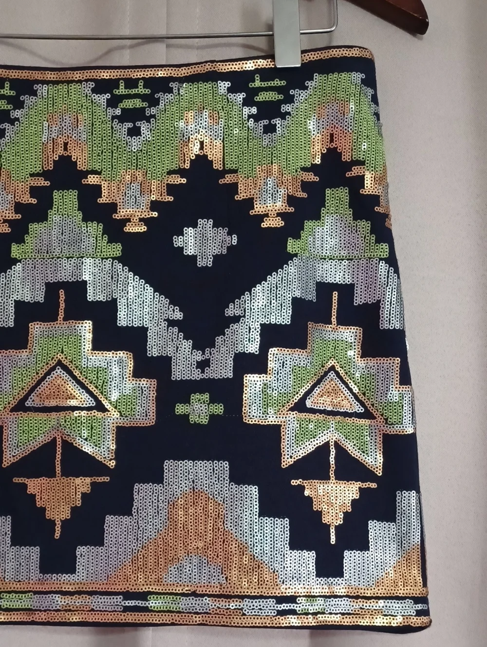 Fate Sequins Southwest Aztec Geometric Mini Skirt Festival Boho Western